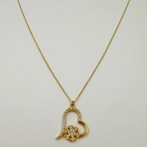 Collier Cœur Fleuri en Or Jaune 18K [B.FETHI™]