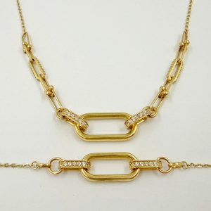 Ensemble Collier et Gourmette en or jaune – Maille ovale tendance [B.FETHI™]
