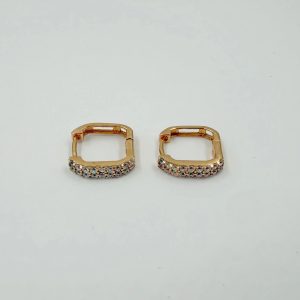 Boucles d'Oreilles Pavées Rectangulaires en Or Rose 18K [B.FETHI™]