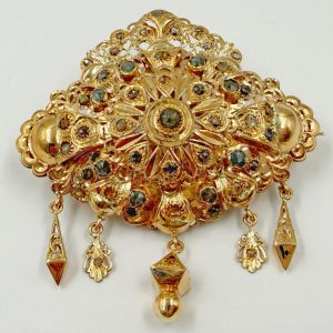 Broche royale en or rose sertie de rosaces [B.FETHI™]
