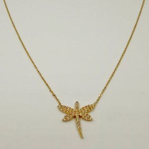 Collier Libellule Pavée en Or Jaune 18K [B.FETHI™]