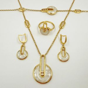 Parure moderne en or jaune 18 carats et nacre [B.FETHI™]