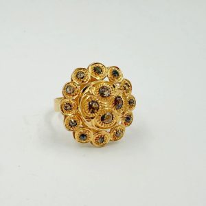 Bague traditionnelle en or rose sertie de rosaces à motif floral [B.FETHI™]