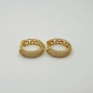 Boucles d'Oreilles Pavées en Or Jaune 18K [B.FETHI™]