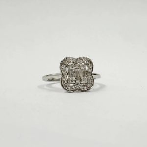 Alliance en or gris sertie de diamants ronds et de baguettes de diamants – 0,32 ct [B.FETHI™]