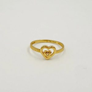 Bague en or jaune double cœur ajouré [B.FETHI™]