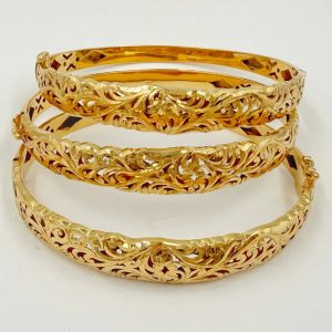 Lot de 3 bracelets traditionnels en or rose ajourés [B.FETHI™]
