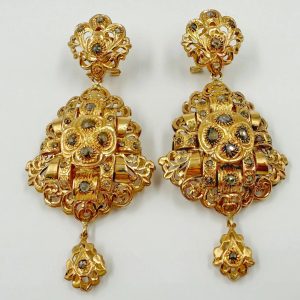 Boucles d'oreilles traditionnelles en or rose rosace avec hlala [B.FETHI™]