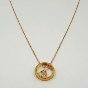 Collier en or rose motif sablier serti de diamants – 0,016 ct [B.FETHI™]