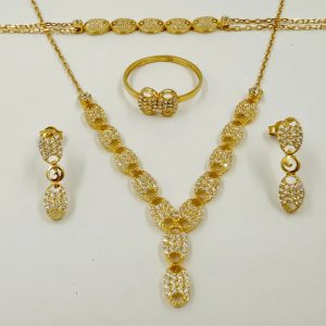 Parure Harmonie en or jaune – Collier, boucles d'oreilles, bague et gourmette [B.FETHI™]