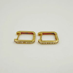 Boucles d'Oreilles Rectangulaires Pavées en Or Jaune 18K [B.FETHI™]