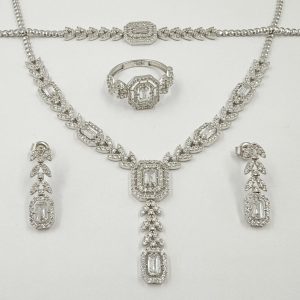 COLLIER BOUCLES BAGUE ET GOURMETTE OR MODERNE POUR MARIAGE OU FIANCAILLES SANS DIAMANTS FORME POIRE [B.FETHI™]