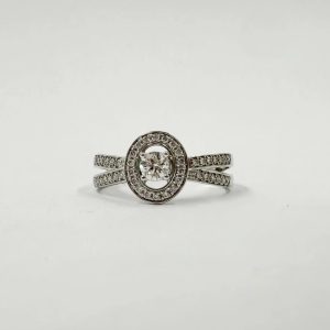 Alliance en or gris design ovale sertie de diamants ronds – 0,38 ct [B.FETHI™]