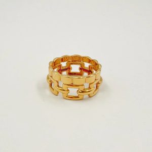 Bague double en or rose à maillons ajourés [B.FETHI™]