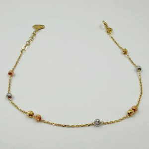 Gourmette Boules Tricolores en Or Jaune 18K [B.FETHI™]