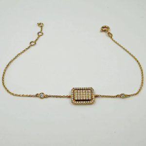 Gourmette Pavé Rectangulaire en Or Jaune 18K [B.FETHI™]