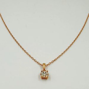 Chaîne en or rose avec pendentif goutte serti de diamants – 0,10 ct [B.FETHI™]