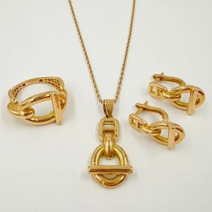 Parure Maillon Prestige en or rose – Chaîne, pendentif, boucles d'oreilles et bague [B.FETHI™]
